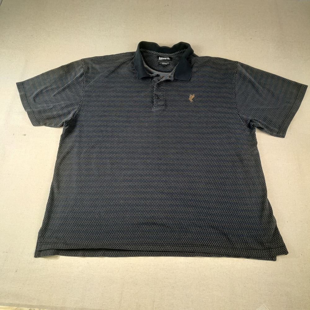 Ashworth Men's Performance Golf Polo Shirt AM 4672 Geometric Diamond Weave Black